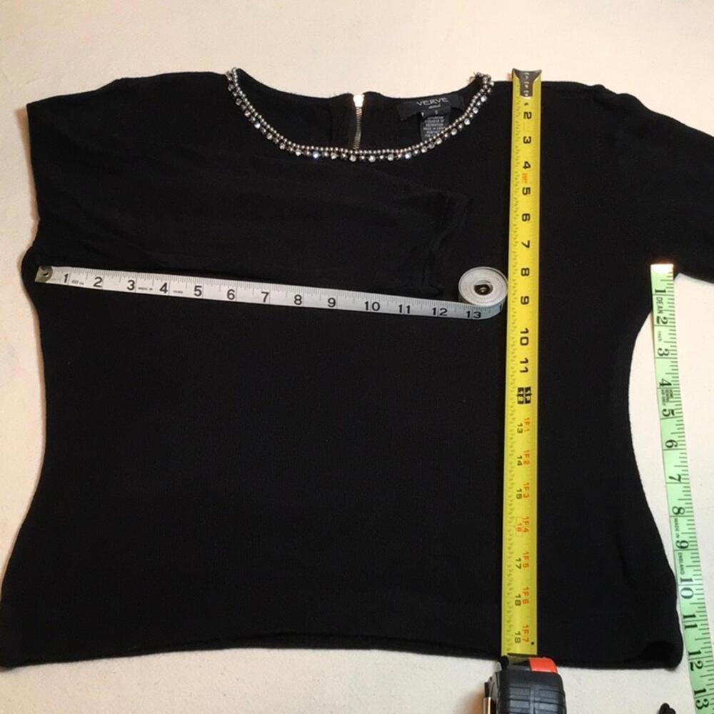 🍁Verve ami Black Embellished Rayon sweater Small - Picture 4 of 8